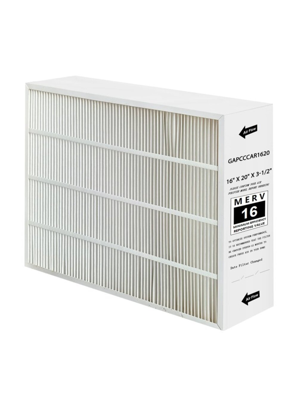 TYYFILTERSF GAPCCCAR1620 MERV16 Air Filter, 16" x 20" x 3"